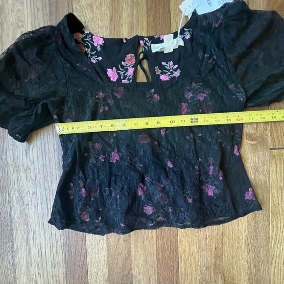 NWT Saltwater Luxe Black Floral Lace Corset Back Top Blouse Women’s Sz M‎ Goth - Picture 7 of 9